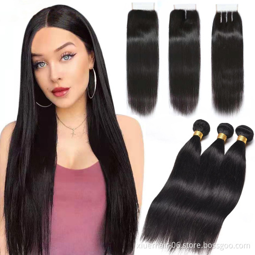Wholesale Cheap Free Shipping Grade 10A 40 Inch 30 Inches Raw Peruvian Human Hair Bundles With Closure Inch 18